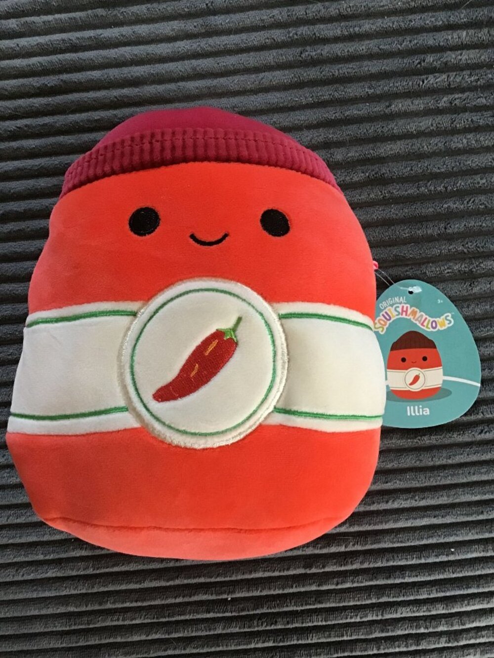 Illia Hot Sauce Squishmallows Kellytoy Red Jar 7" Plush Stuffed Animal NWT New